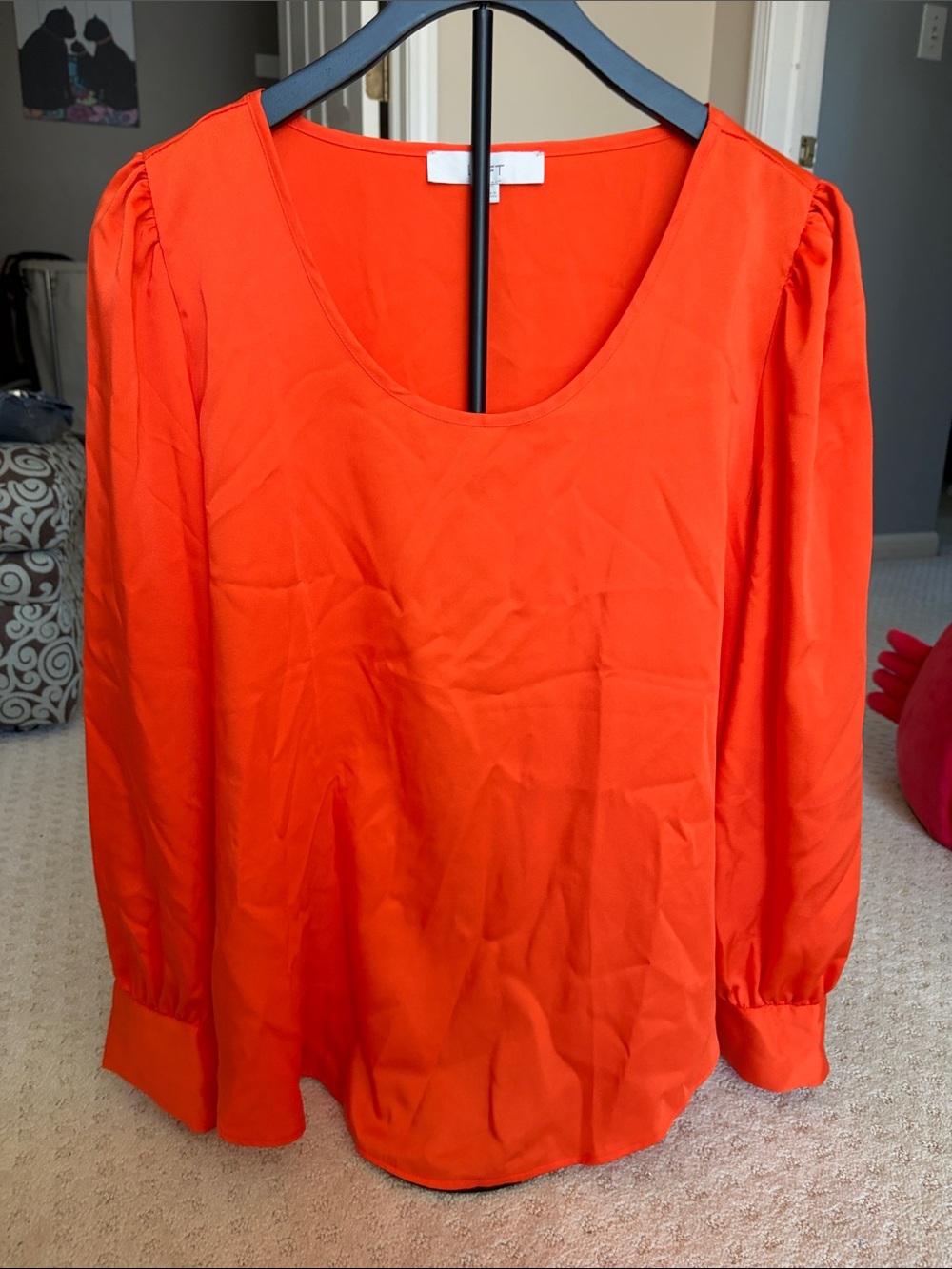 LOFT Vibrant Orange Scoop-Neck Blouse